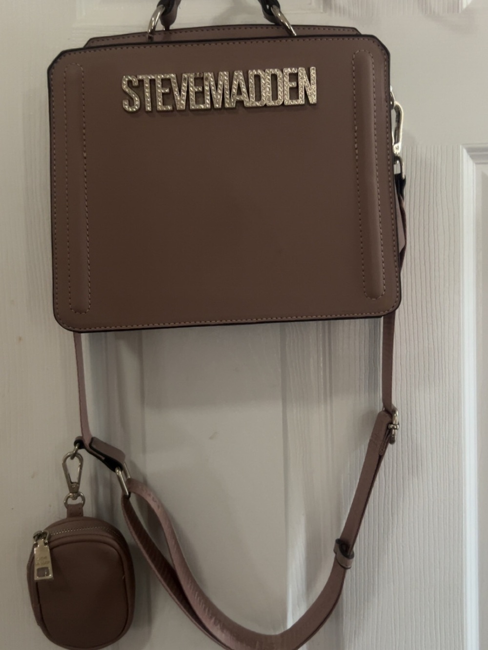 Steve Madden Mauve-Taupe Square Crossbody with Mini Pouch